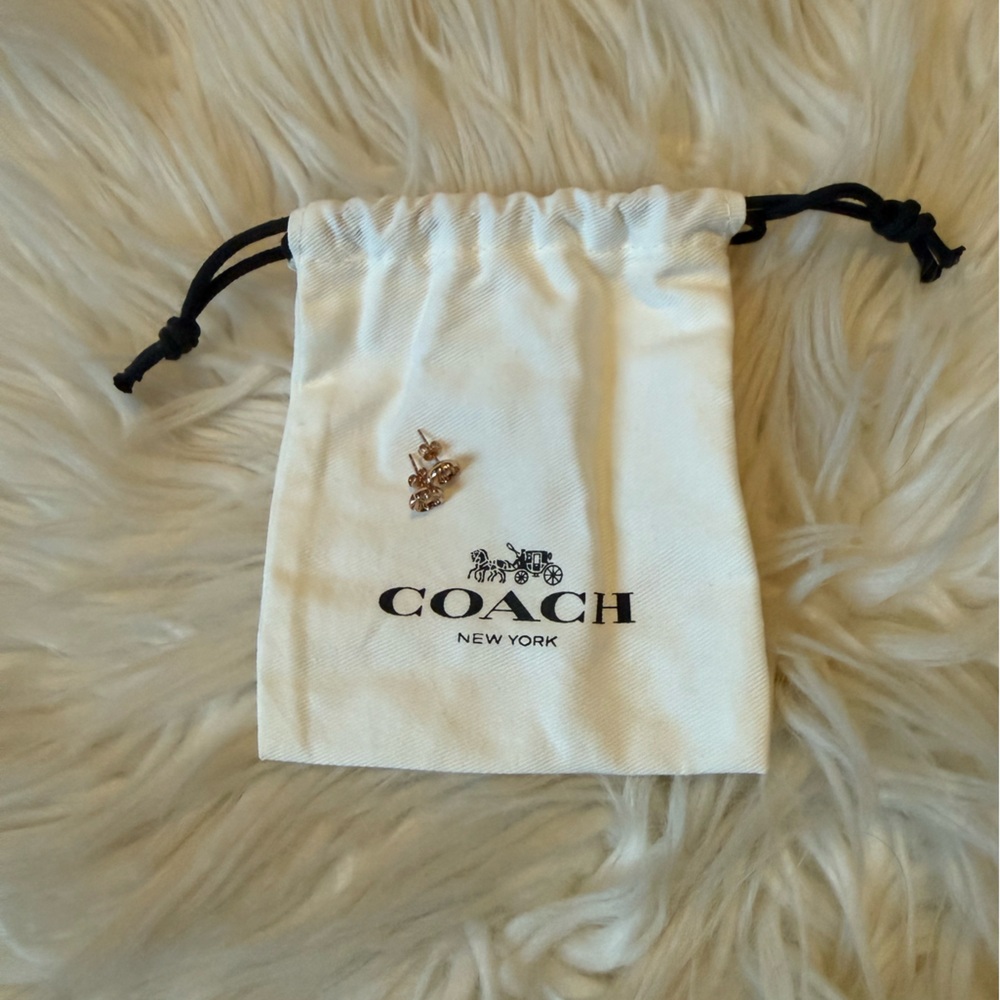 Coach rose gold flower earrings